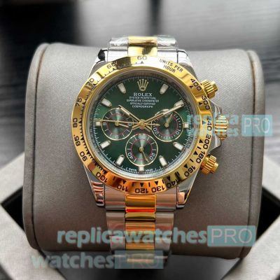 Copy Rolex Cosmo Daytona 904l Half Gold Green Dial Mingzhu Watches